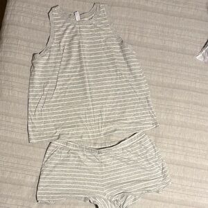 Stars Above Light Gray Striped Pajama Set